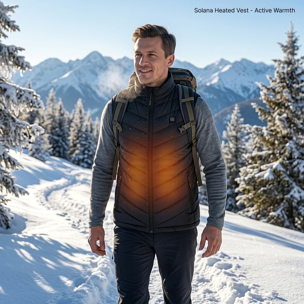 Solana Heated Vest winter hiker photo